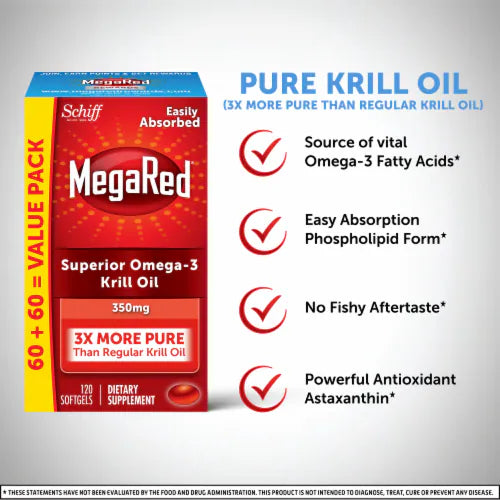 Schiff MegaRed Omega-3 Krill Oil Softgels – 120 Count