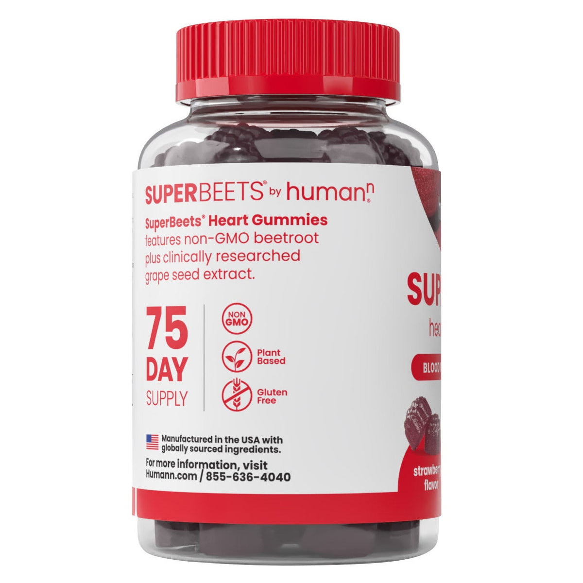 HUMANN Beet Root Strawberry Gummies – 500mg Daily Heart & Cardiovascular Support Supplement