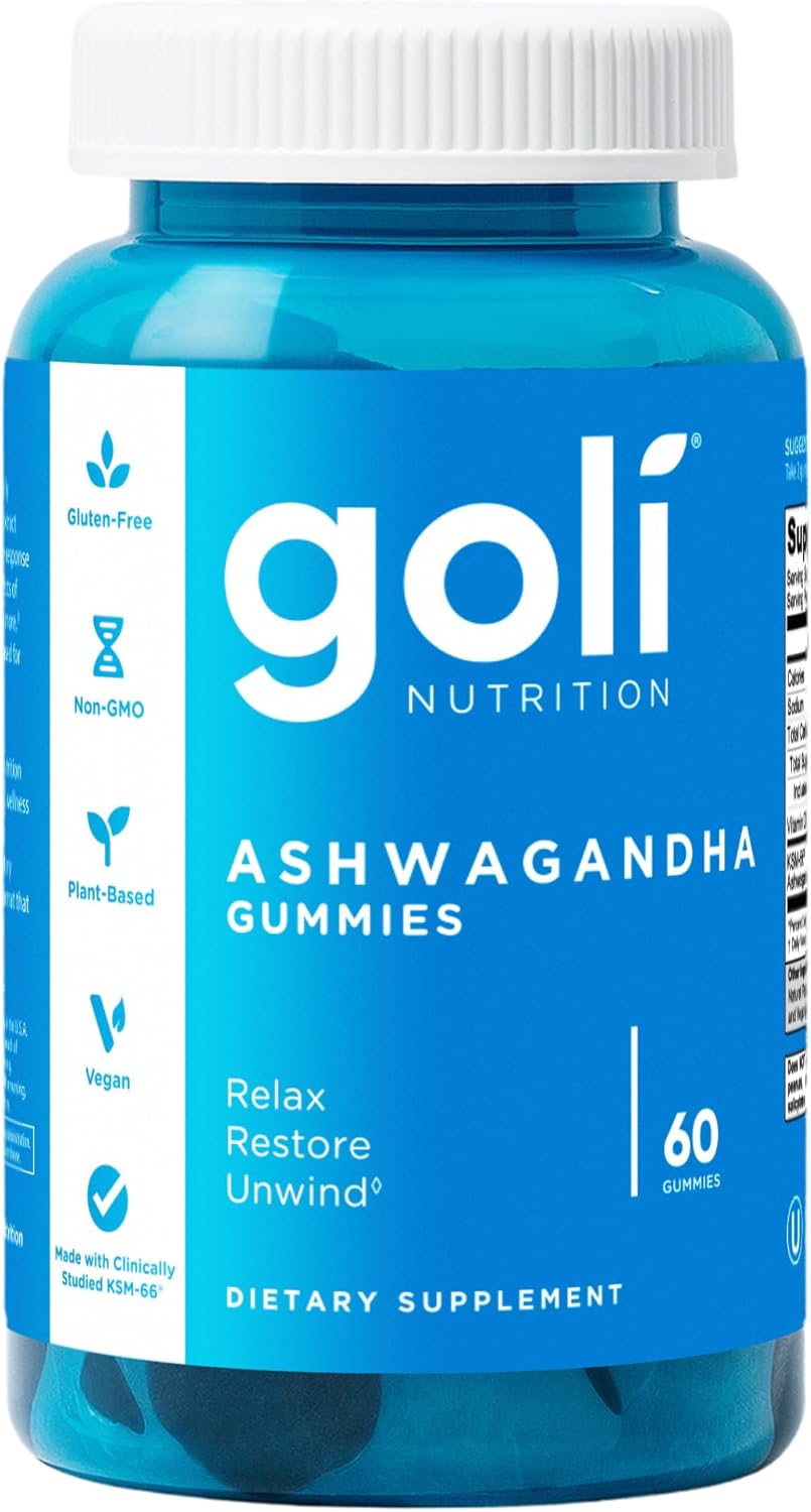 Goli Ashwagandha Vegan Gummies, KSM-66® & Vitamin D – 60 Count