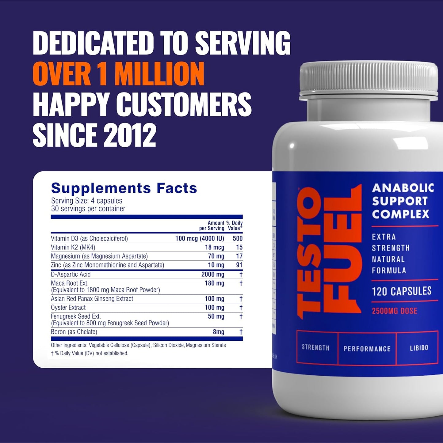TestoFuel 120 T-Booster Pills – Natural Testosterone Support for Strength, Energy & Muscle Growth