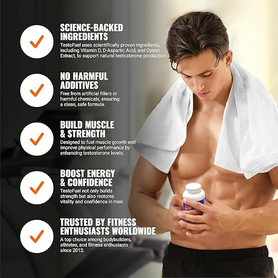 TestoFuel 120 T-Booster Pills – Natural Testosterone Support for Strength, Energy & Muscle Growth
