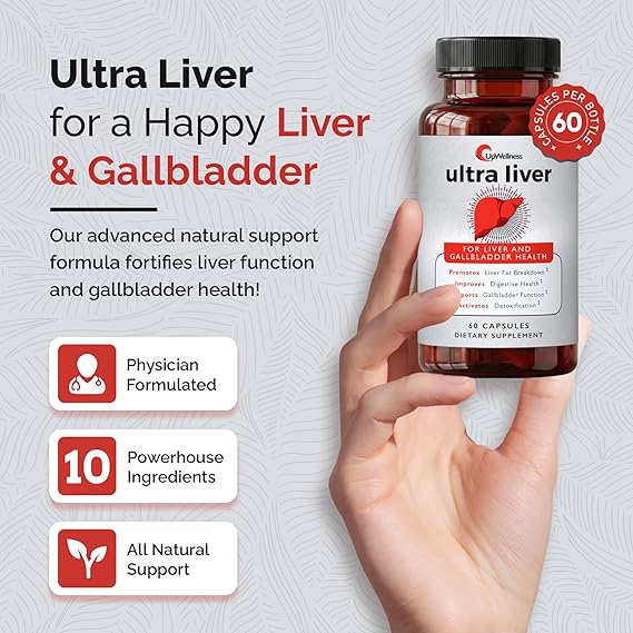 UpWellness Ultra Liver Supplement – Advanced Liver & Gallbladder Support with TMG, NAC & Milk Thistle (60 Capsules)