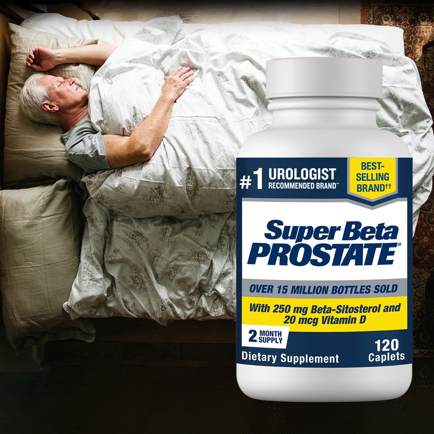 Super Beta Prostate Male Supplement with 250 mg Beta-Sitosterol Caplets – 120 Count