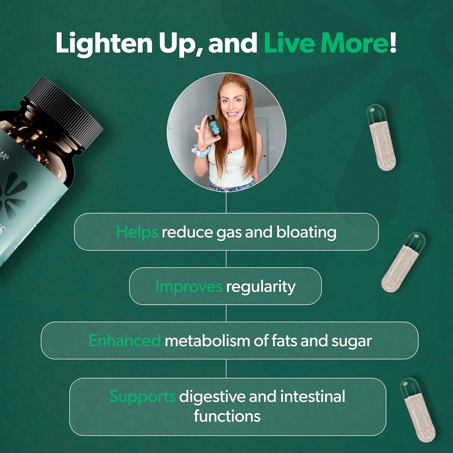 Bioma Probiotics for Digestive Health 3 In 1 Gut Health Probiotic 60 Caps lighten up live more