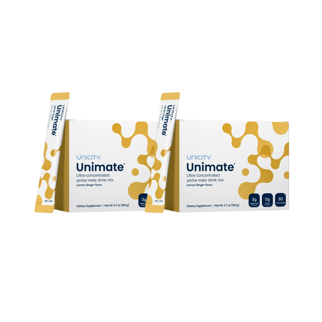 Unicity Unimate Lemon Ginger 30 Stick Packs NEW/SEALED Free Shipping
