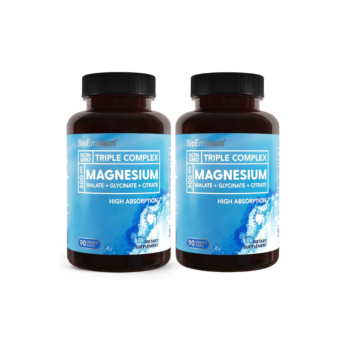 BioEmblem Triple Magnesium Complex – High Absorption Magnesium Glycinate, Malate & Citrate Supplement