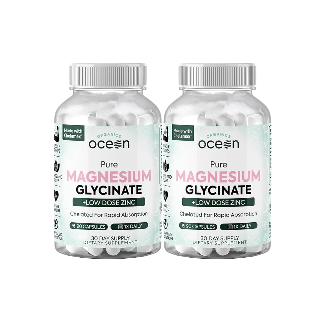 Organics Ocean Pure Magnesium Glycinate with Zinc – Advanced Support for Muscles, Sleep & Overall Wellness