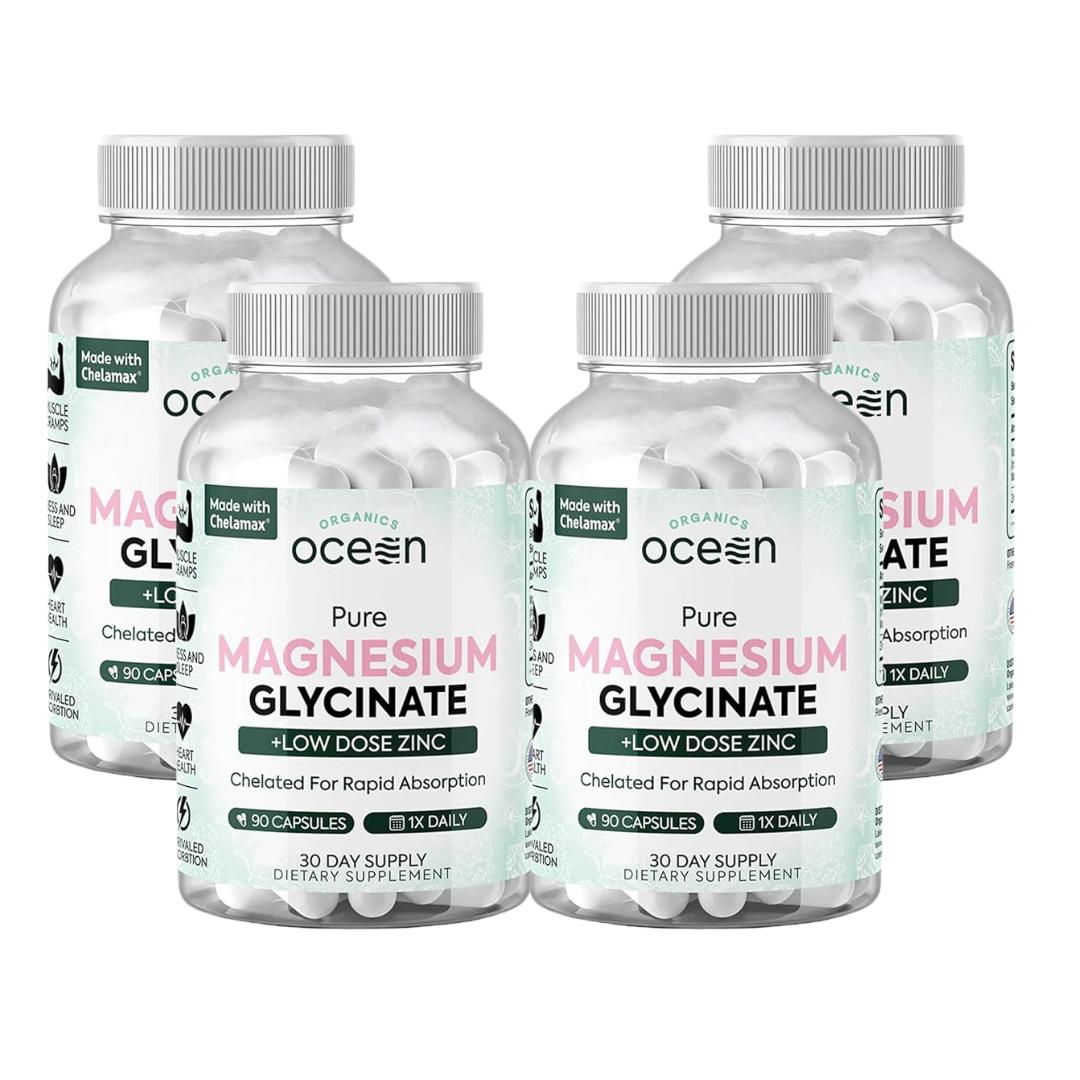 Organics Ocean Pure Magnesium Glycinate with Zinc – Advanced Support for Muscles, Sleep & Overall Wellness