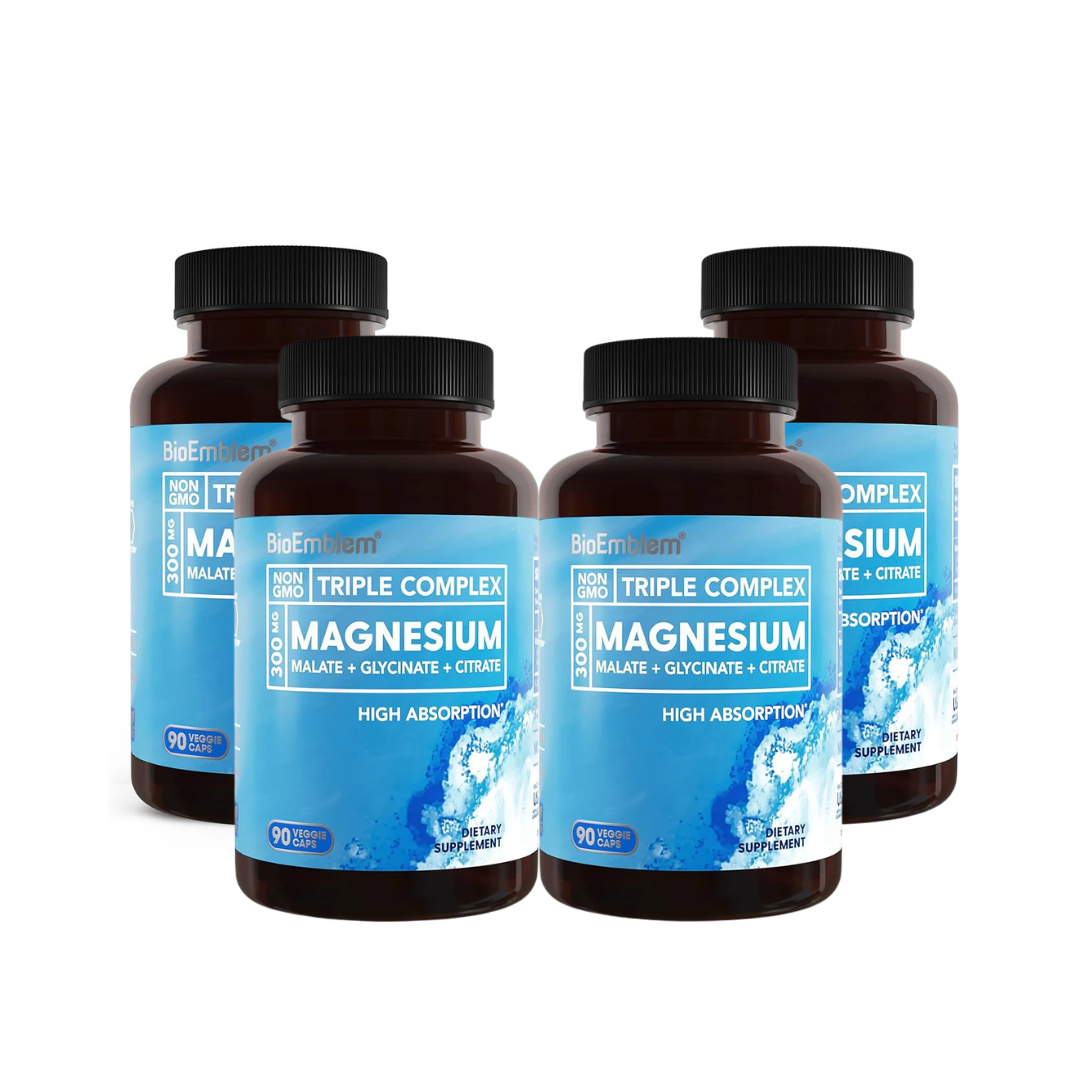 BioEmblem Triple Magnesium Complex – High Absorption Magnesium Glycinate, Malate & Citrate Supplement
