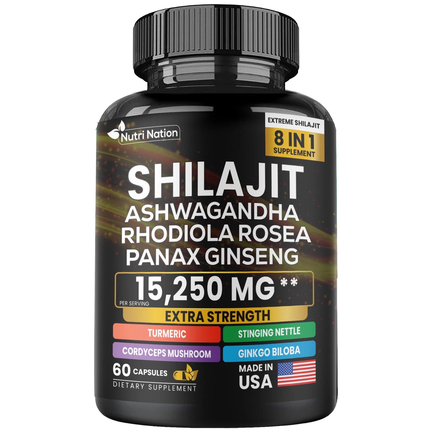 Shilajit Multivitamin (Turmeric, Ashwagandha, Ginger, Cordyceps Mushrooms) – 60 Capsules