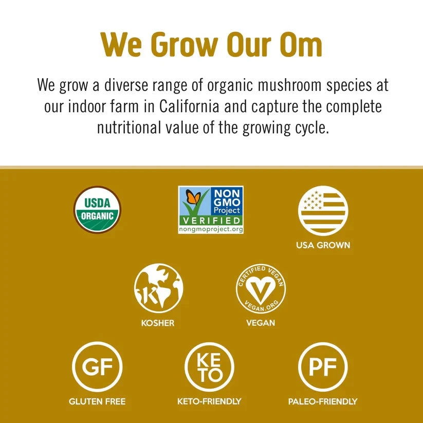 Om Mushroom Superfood Master Blend - Certified Organic Mushroom Powder - 80 Ser