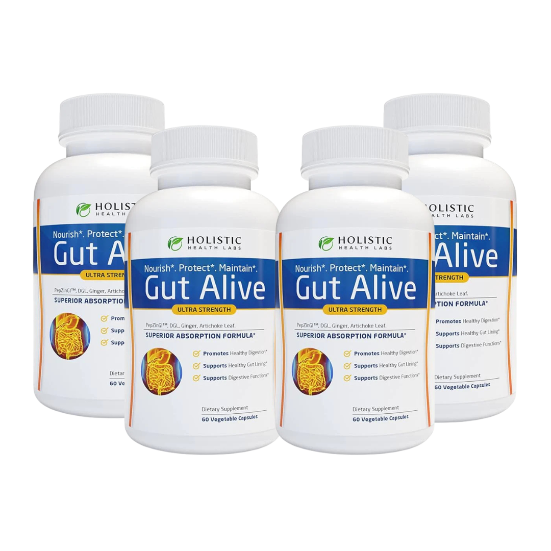 Holistic Health Labs Gut Alive – Natural Digestive Support for IBS, Acid Reflux, Bloating & Gut Health (60 Count)