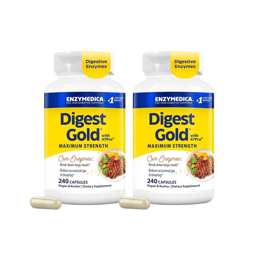 Enzymedica Digest Gold + ATPro – Maximum Strength Digestive Enzyme Formula for Fast Digestion, Bloating & Gas Support (240 Capsules)