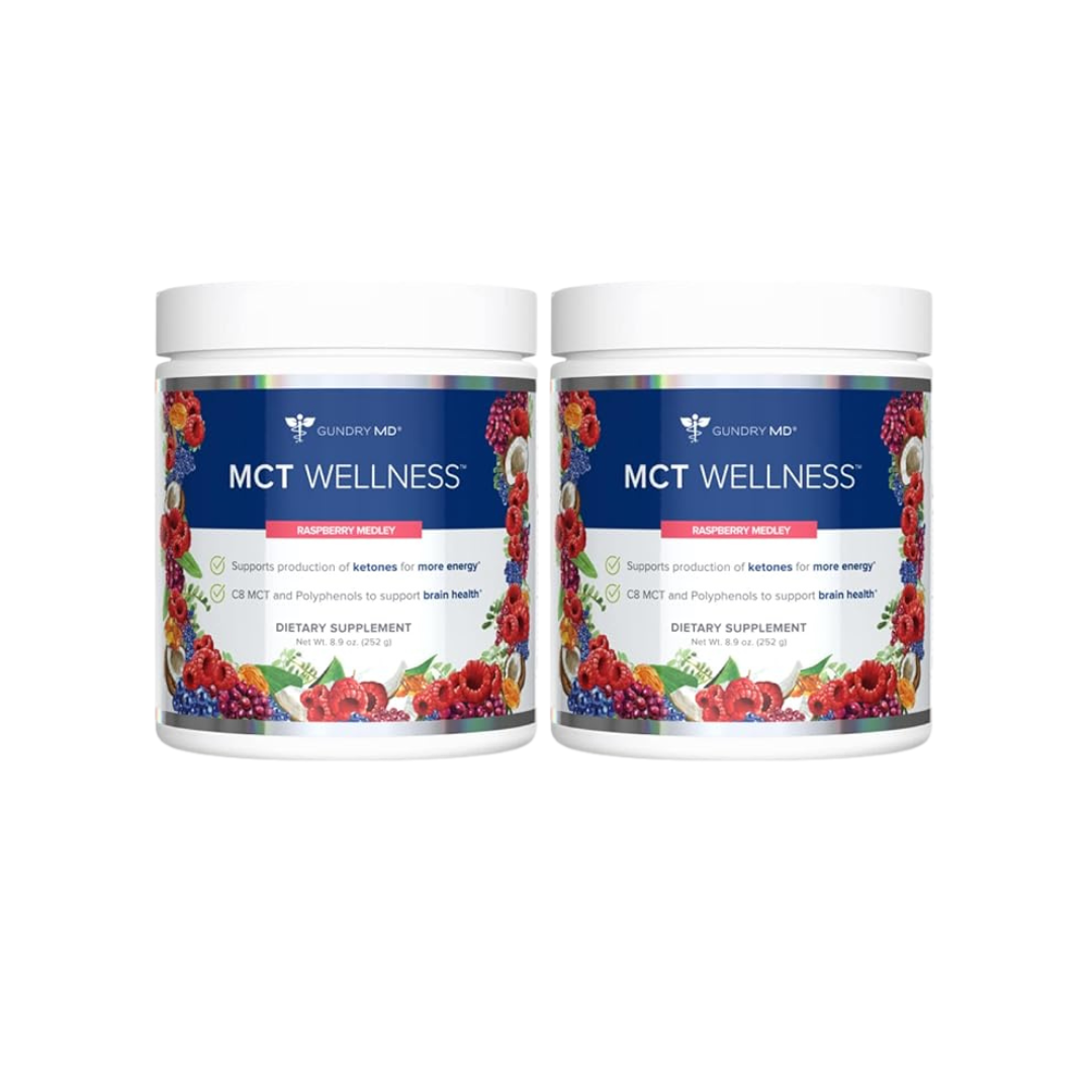 Gundry MD MCT Wellness Powder (Raspberry Medley – 30 Servings) – Energy, Ketone Production & Brain Health Support