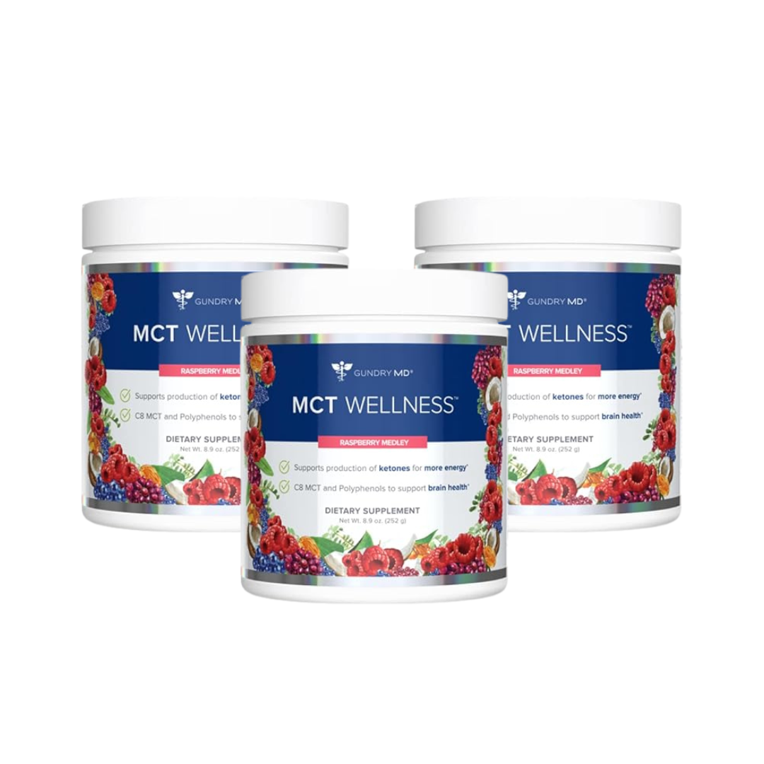 Gundry MD MCT Wellness Powder (Raspberry Medley – 30 Servings) – Energy, Ketone Production & Brain Health Support
