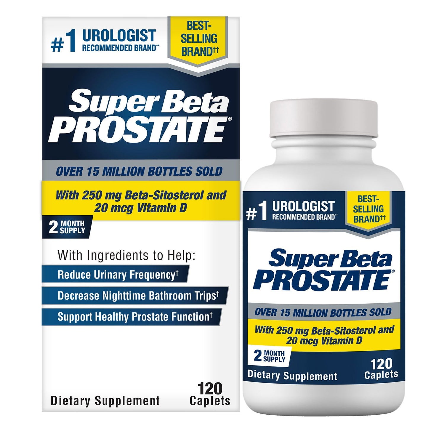 Super Beta Prostate Male Supplement with 250 mg Beta-Sitosterol Caplets – 120 Count