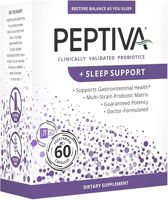 Peptiva 26 Billion CFU Probiotic and Sleep Support Supplement