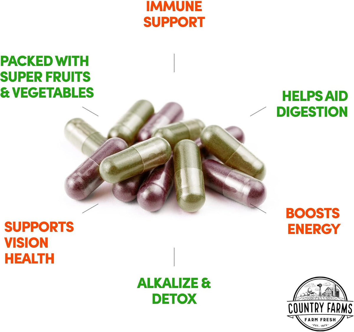 Country Farms Fruits & Vegetables Supplement – 360 Capsules