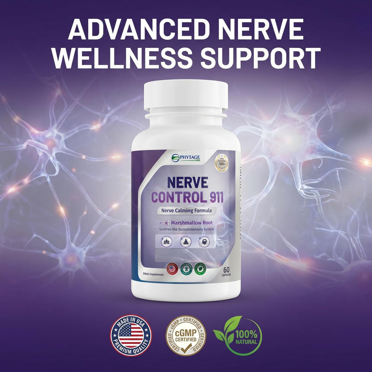 Nerve Control 911 – Natural Plant-Based Nerve Health Supplement (60 Capsules)