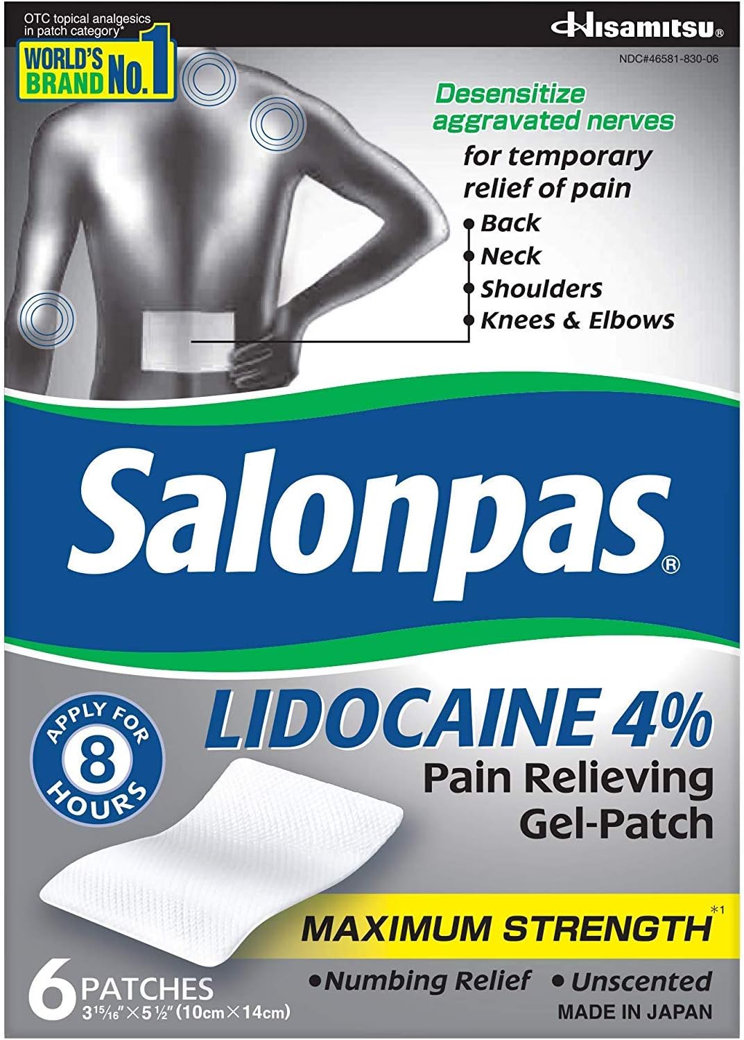 Salonpas LIDOCAINE (5 Pack Bundle) Pain Relieving Maximum Strength Gel Patch