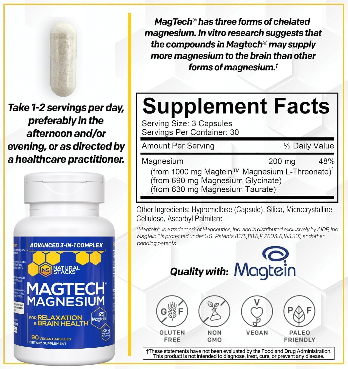 Natural Stacks Mineral Supplement 200mg – 90 Vegetarian Capsules