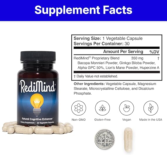 RediMind – Natural Cognitive Enhancement Supplement for Memory, Focus &amp; Mental Clarity