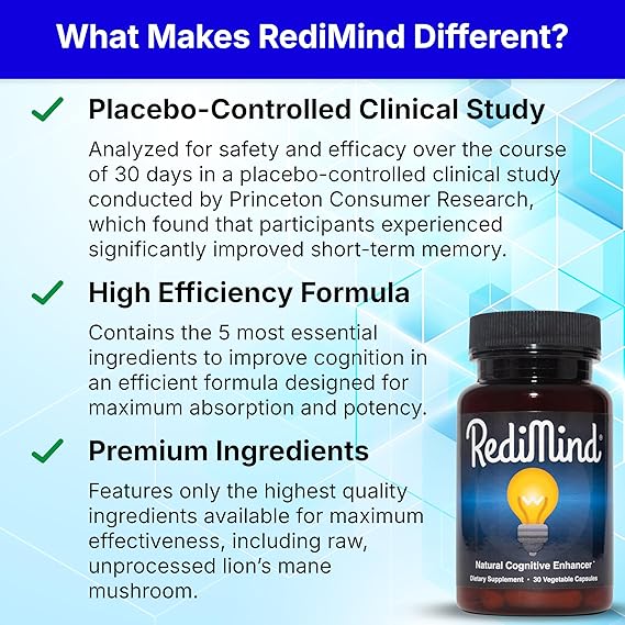 RediMind – Natural Cognitive Enhancement Supplement for Memory, Focus &amp; Mental Clarity