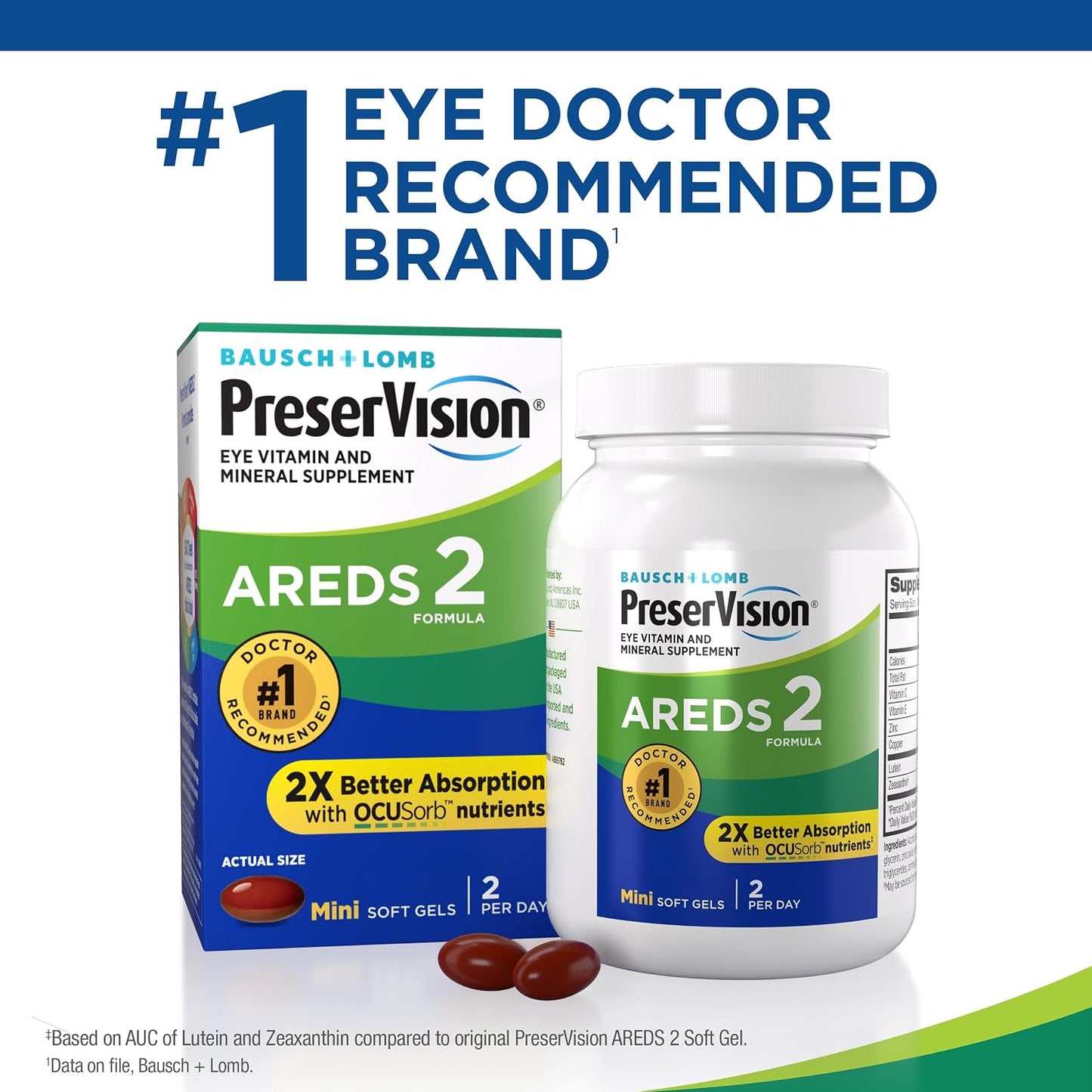 Pack of 2 PreserVision AREDS 2 Eye Vitamins Mini Softgels – 210 Count Each