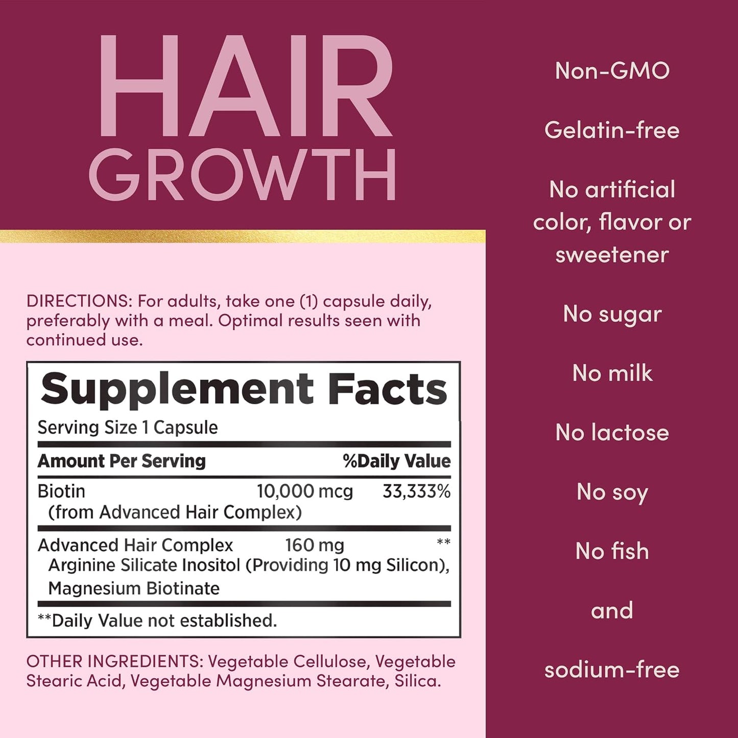Nature's Bounty Hair Growth Supplement 90 Capsules | Supports Strong, Healthy Hair for Men & Women