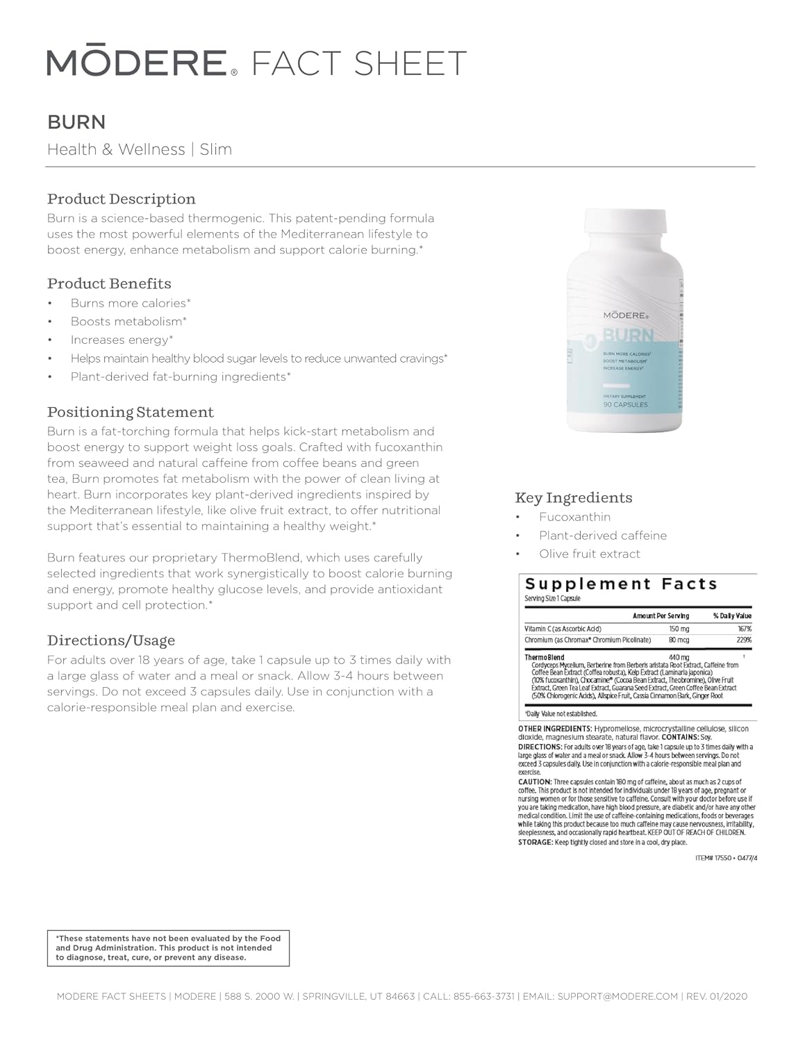 MODERE Burn – 90 Capsules | Metabolism & Craving Support