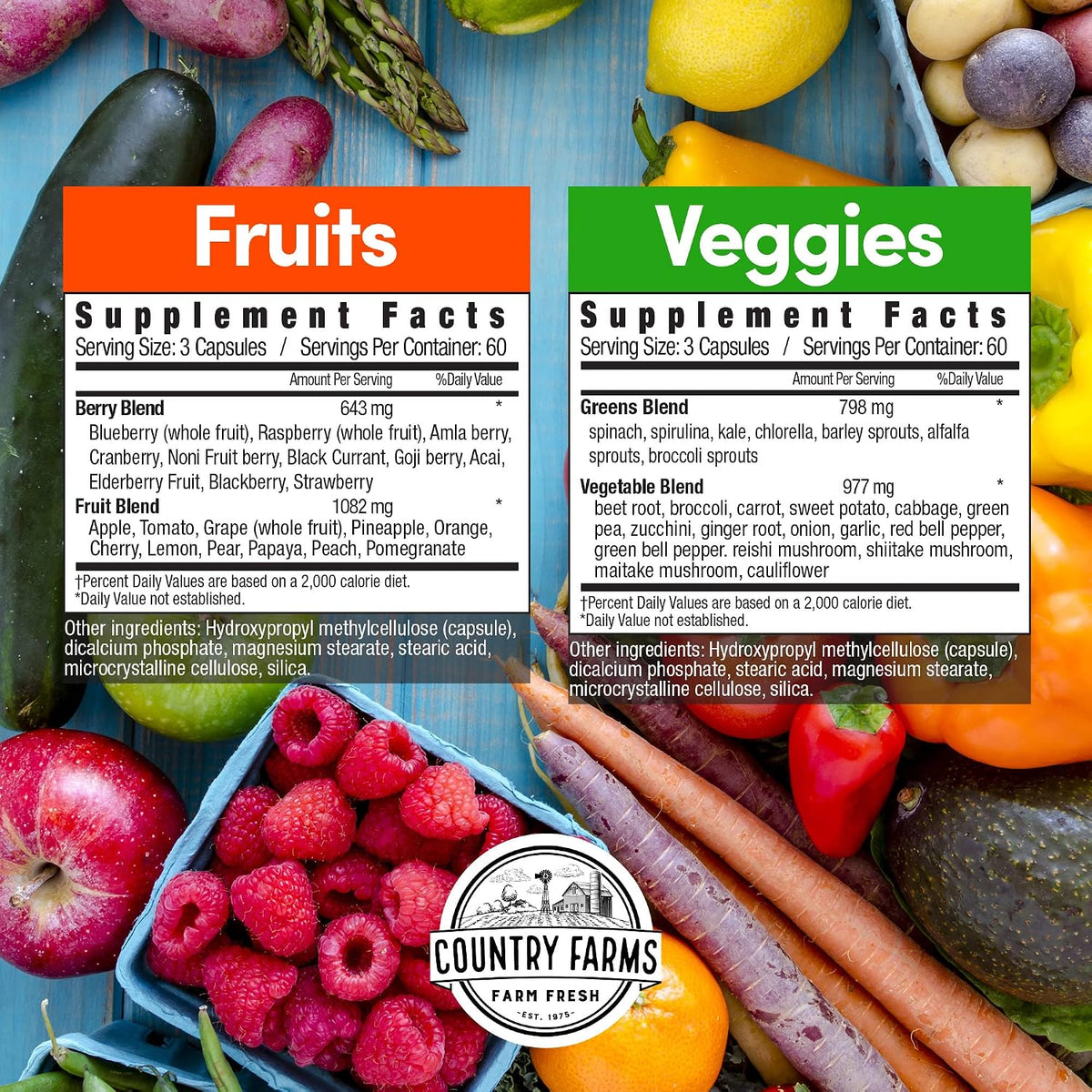 Country Farms Fruits & Vegetables Supplement – 360 Capsules