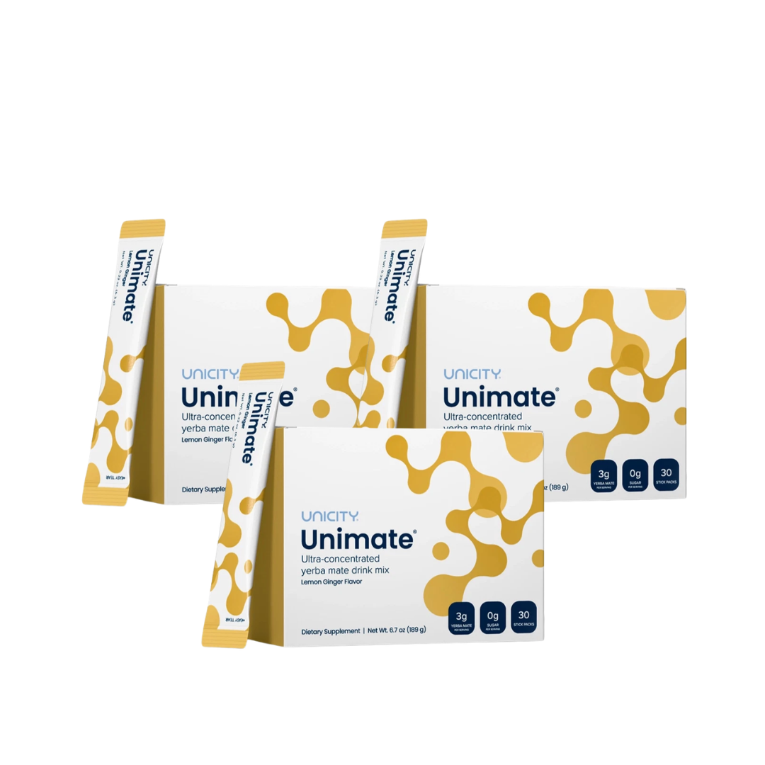 Unicity Unimate Lemon Ginger 30 Stick Packs NEW/SEALED Free Shipping