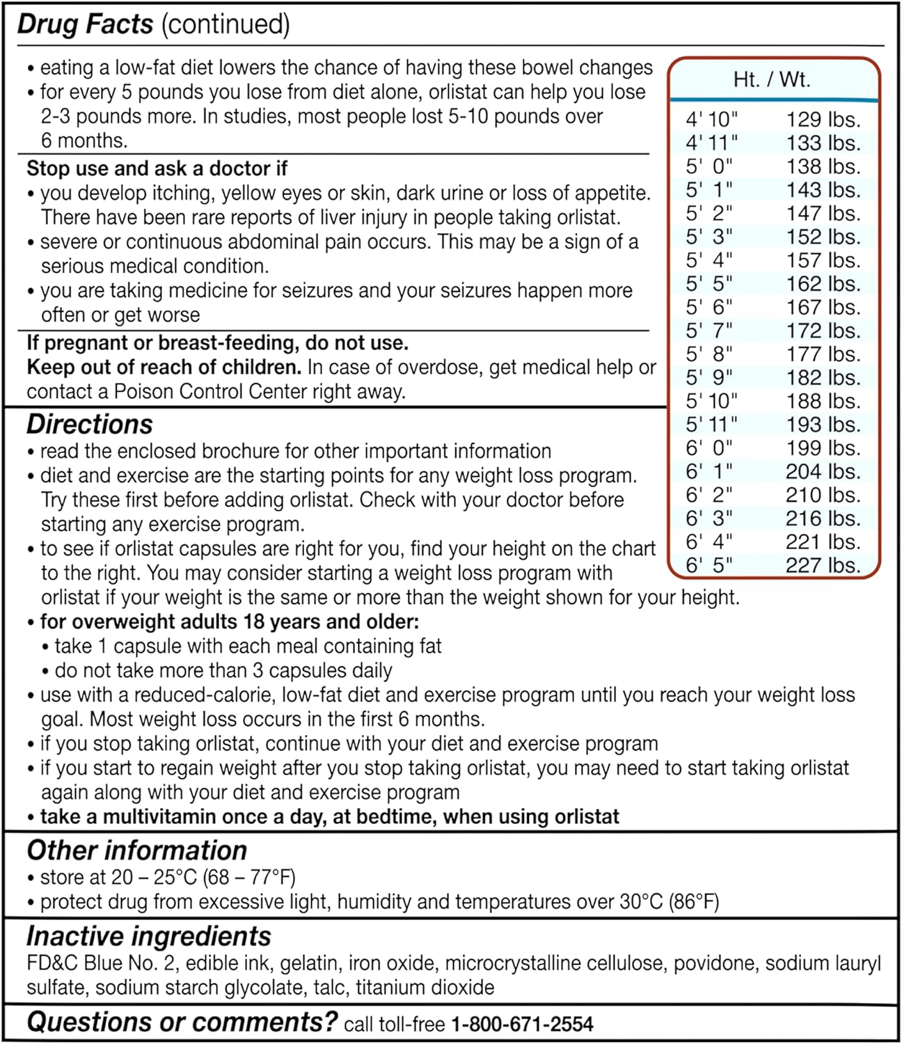 alli Diet Weight Loss Supplement Pills Orlistat 60Mg supplement facts1
