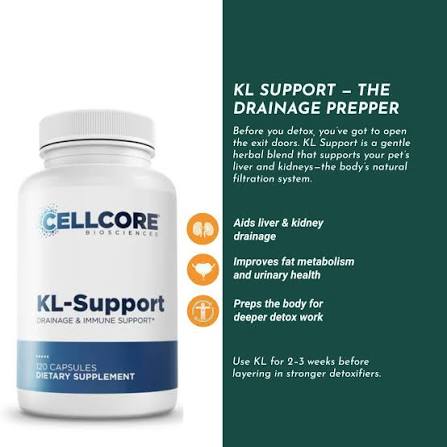 CellCore Biosciences KL-Support – Drainage & Immune Support Supplement (120 Capsules)