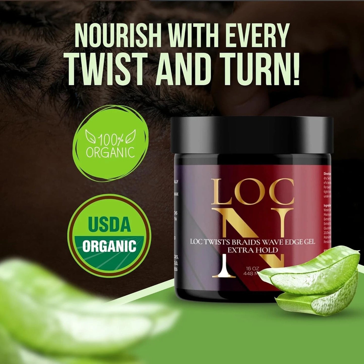 Loc N Lock Gel – Strong Hold Styling Gel for Locs, Braids, Twists & Edges (16 fl oz)