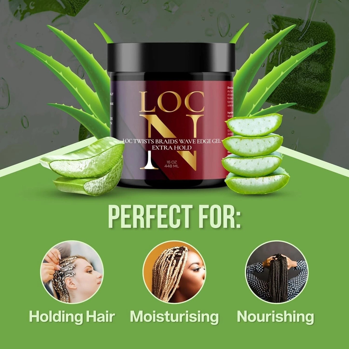 Loc N Lock Gel – Strong Hold Styling Gel for Locs, Braids, Twists & Edges (16 fl oz)