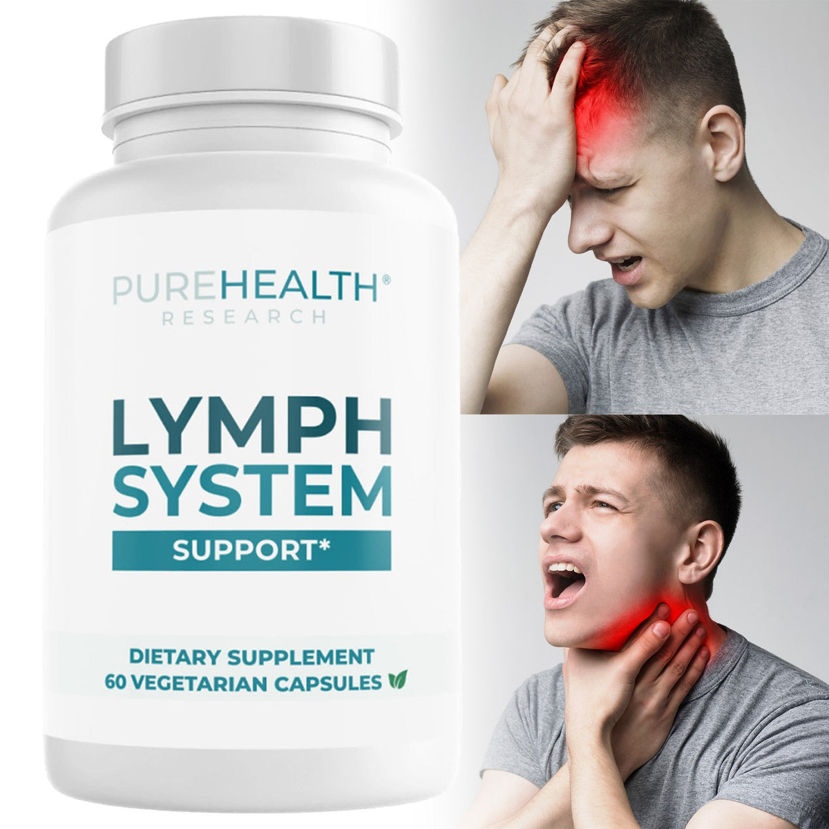 PUREHEALTH RESEARCH Lymph System Support – Lymphatic Drainage Supplement (60 Capsules)