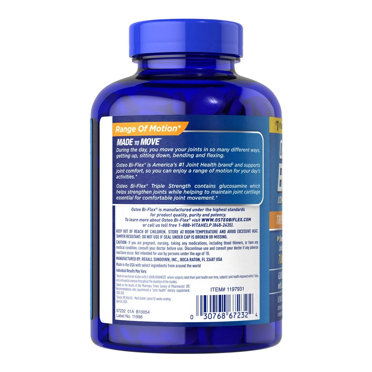 Osteo Bi-Flex Glucosamine MSM + Vitamin D Joint Health Tablets – 200 Count