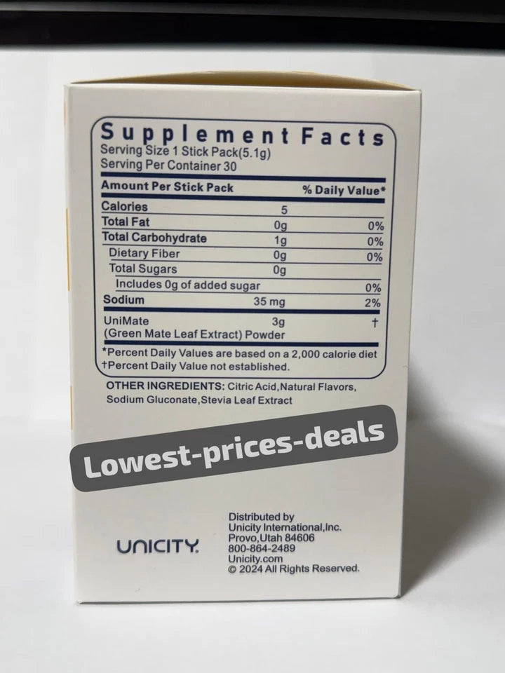 Unicity Unimate Lemon Drink Mix (30 Sachets) – Energy &amp; Metabolism Support